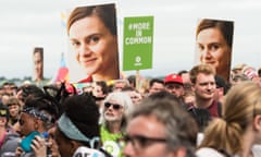 A memorial event for MP Jo Cox at the Glastonbury festival, June 2016