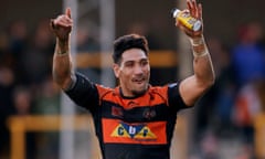 Castleford’s Jesse Sene-Lefao celebrates after the game