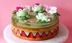 Pistachio, strawberry and mint fraisier cake