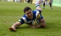 Bath wing Matt Banahan scores the game’s opening try.