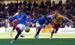 James Tavernier scores the third goal for Rangers against Motherwell from the penalty spot. 