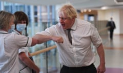 Boris Johnson meets medical staff during a visit to Hexham General Hospital