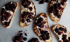 Roasted grapes and goat’s cheese on toast