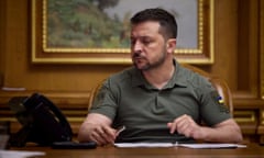 Ukraine's President Volodymyr Zelenskiy at his desk