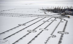 FILES-RUSSIA-POLAND-EU-GAS-NORD STREAM 2-GAZPROM<br>(FILES) This file photo taken on May 21, 2019 shows incoming pipelines leading to the Bovanenkovo gas field on the Yamal peninsula in the Arctic circle. - Poland's anti-monopoly watchdog on Wednesday, October 7, 2020 said it was demanding Russian gas giant Gazprom pay a 6.45 billion euro ($7.58 billion) fine over the Nord Stream 2 pipeline linking Russia to Germany. (Photo by Alexander NEMENOV / AFP) (Photo by ALEXANDER NEMENOV/AFP via Getty Images)