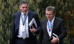 The RBS chief executive, Ross McEwan, and Les Matheson, the chief executive, personal and business banking (right) arrive for the AGM.