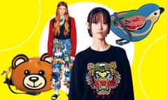 Animal magic … (right to left) Moschino bag, Gucci trousers, Kenzo jumper and Cath Kidston bag 