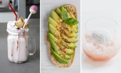 Food composite - freakshakes, avocado toast, and quay snow eggs.