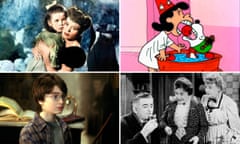 a composite of four stills from Meet Me in St Louis; It’s the Great Pumpkin, Charlie Brown; Arsenic and Old Lace; Harry Potter and the Philosopher’s Stone.
