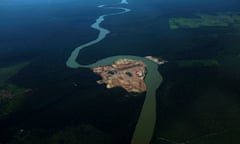 The construction site of a hydroelectric dam along the Teles Pires river near Alta Floresta, Brazil.