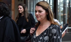 Greens Senator Sarah Hanson-Young leaves the Federal Court in Sydney, Thursday, May 2, 2019. Greens Senator Sarah Hanson-Young is suing Senator David Leyonhjelm for defamation over comments he made about her during interviews he gave between June 28 and July 2, last year. (AAP Image/Joel Carrett) NO ARCHIVING