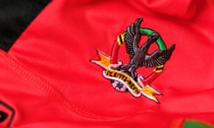 The St Kitts and Nevis crest on the national football shirt.