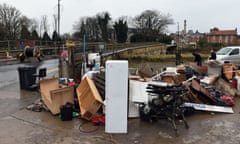 Dumped flood damaged furniture in Tadcaster, North Yorkshire