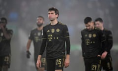 Thomas Müller reacts to defeat in his 600th match as a Bayern Munich player