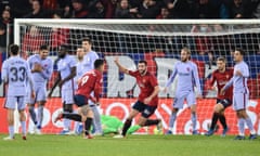 Chimy Ávila celebrates his late equaliser for Osasuna