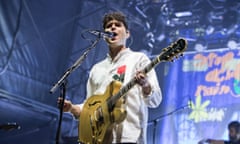 Ezra Koenig of Vampire Weekend performing at End of the Road.