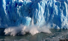 A crack generated by the pressure of water at a glacier in Patagonia