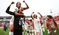 Morocco players applaud fans after the team's 1-0 victory over South Korea in the FIFA Women's World Cup