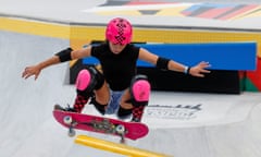 Australia's Arisa Trew in action during the women's park skateboarding final at the Olympic qualifier series in Shanghai.