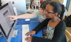 Primary school students working on headlines at the Guardian Education Centre