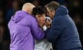 Tottenham’s Son Heung-min was deeply distressed by the serious injury suffered by André Gomes.