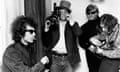 DA Pennebaker (in the hat) with Bob Dylan, left, filming Don’t Look Back, 1965. 