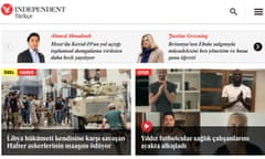 The homepage of Independent Turkish.