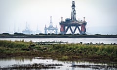 An oil rig anchored in the Cromarty Firth, Invergordon. 