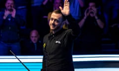 Mark Allen acknowledges the crowd after making a brilliant total clearance of 147 during his 6-5 victory over Mark Selby