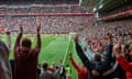 Liverpool fans celebrate during their win over Wolves on the final day of last season