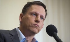 (FILES) This file photo taken on October 31, 2016 shows Peter Thiel, PayPal founder-turned-venture-capitalist,as he discusses his support for US Republican presidential nominee Donald Trump, at the National Press Club in Washington, DC. In Silicon Valley, the victory of Donald Trump is also that of Peter Thiel, the prominent but controversial financial technology sector that brought almost alone against all his support to the Republican candidate. / AFP PHOTO / SAUL LOEBSAUL LOEB/AFP/Getty Images