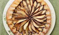 Pear, chocolate and almond galette