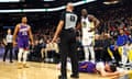 NBA: Golden State Warriors at Phoenix Suns<br>Dec 12, 2023; Phoenix, Arizona, USA; Golden State Warriors forward Draymond Green (23) reacts after being called for a foul on Phoenix Suns center Jusuf Nurkic (20) during the third quarter at Footprint Center. Mandatory Credit: Mark J. Rebilas-USA TODAY Sports