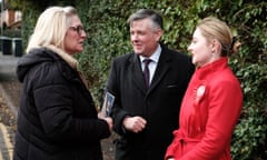Jonathan Ashworth and the Labour candidate Gen Kitchen talk with a voter in Wellingborough