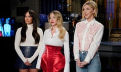 BESTPIX - Saturday Night Live - Season 49<br>SATURDAY NIGHT LIVE -- Episode 1857 -- Pictured: (l-r) Kacey Musgraves, Sydney Sweeney and Heidi Gardner during Promos in Studio 8H on Thursday, February 29, 2024 -- (Photo by: Rosalind O'Connor/NBC via Getty Images)