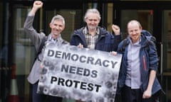 Larch Maxey, Roger Hallam and Mike Lynch-White after their sentencing hearing on Friday