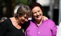 Kathleen Folbigg (right) with friend Tracy Chapman arriving at the NSW court of criminal appeal in Sydney on Thursday.