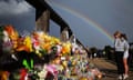 Shoreham Airshow crash<br>A rainbow over floral tributes left on the Old Tollbridge near the A27 at Shoreham in West Sussex, as the search for further victims of the Shoreham air disaster continues. PRESS ASSOCIATION Photo. Picture date: Thursday August 27, 2015. The disaster, during an aerobatic display at Shoreham Airshow, prompted the Civil Aviation Authority (CAA) to announce restrictions on air shows "until further notice" on the flying of vintage jets. See PA story AIR Crash. Photo credit should read: Steve Parsons/PA Wire