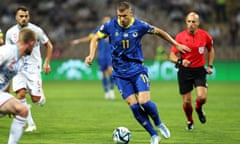 Edin Dzeko attacks for Bosnia and Herzegovina