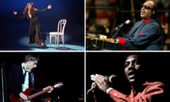 Clockwise from top left: Kate Bush, Stevie Wonder, Otis Redding and Paul Weller in the Jam