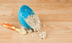 Oatmeal in Child's Bowl Falls to Floor