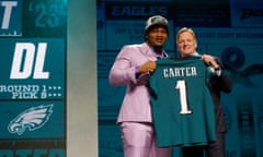 The Philadelphia Eagles jumped up a spot to grab Georgia defensive lineman Jalen Carter for the cost of a fourth-round pick to swap places with the Bears. 