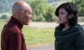 Patrick Stewart and Isa Briones in Star Trek: Picard