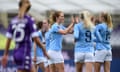 Samantha Mewis of Manchester City celebrates after scoring.