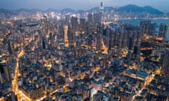 Commercial and residential buildings in Hong Kong at night