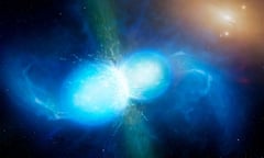 Artist’s impression of two neutron stars colliding on Monday.