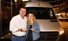 Russell and Nikki Eatly celebrate after winning a Mercedes-Benz van for their poem The Work Wife.