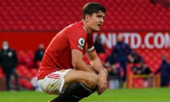 Harry Maguire at Manchester United’s 6-1 home defeat by Tottenham