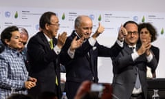 World leaders celebrate at the conclusion of the Paris conference.