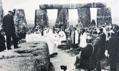 Druid gathering at Stonehenge monument, 1935.